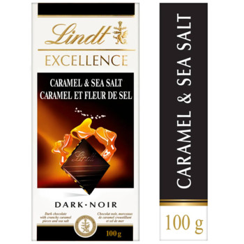 Шоколад Чорний Ліндт, з Карамелью і Морською сіллю,  Lindt Excellence Caramel with a touch of Sea Salt Dark, 100 г