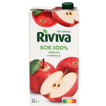 Сік Яблучний Натуральний, 100% сік Riviva Sok 100% Jablko z witamina C, 2л