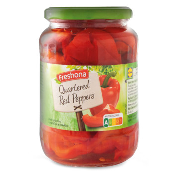 Freshona Quartered Red Peppers, 720 мл