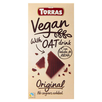 Шоколад Веганський з Вівсяним молоком, без Цукру Torras Vegan with Oat Drink, 100 г