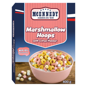 Сухий Сніданок з Маршмеллоу (10% маршмеллоу) McEnnedy American Way Marhmallow Hoops with Citrus Flavour, 400 г