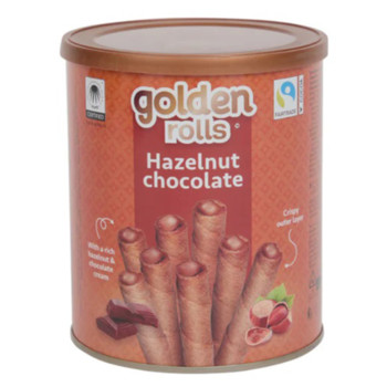 Вафельні Трубочки з Шоколадом та Лісовим горіхом Golden Rolls Hazelnut Chocolate, 300 г