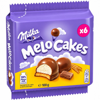 Тістечка Бісквітні в Молочному Шоколаді з Суфле Milka Melo Cakes 100 г (6 шт.)