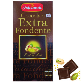 Шоколад Чорний з Фісташкою Dolciando Cioccolato Extra Fondente con Pistacchio, 100 г