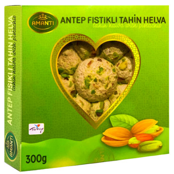 Халва Кунжутна з Фісташками Аманті, Amanti Antep Fisikli Tahin Helva, 300 г