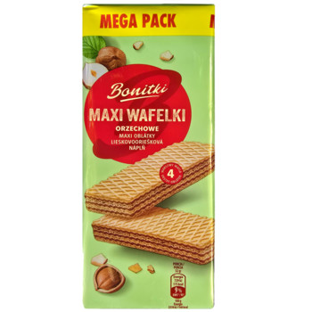 Вафлі Горіхові Bonitki Maxi Wafelki Orzechowe, 450 г