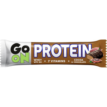 Протеїновий Батончик +7 вітамінів  Какао та Шоколад Go oN Protein Cocoa & Chocolate, 50 г
