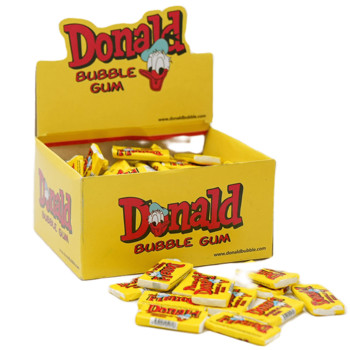 Жувальна гумка Дональд Donald Bubble Gum (Жовта), 450г (100 шт х 4.5 г)