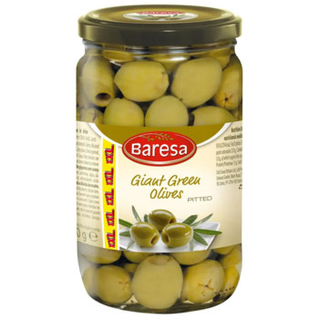 Оливки Зелені Великі без Кісточки, Baresa Giant Green Olives, 720 мл