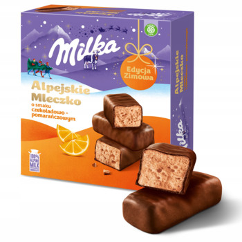 Цукерки Пташине молоко Milka Alpejskie Mleczko (шоколадно-апельсиновий смак) 330 г