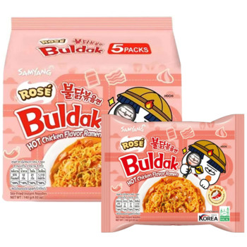 Лапша Рамен Вершково-гостра з соусом "Роуз" Samyang Buldak Rose 700г (5шт х 140г)
