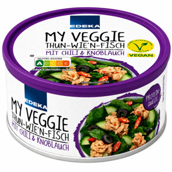 Веганський Тунець з Перцем Чилі та Часником Edeka My Veggie Thun-Wie´n-Fisch mit Chili und Knoblauch 150 г