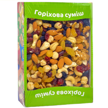 Горіхова Суміш Amanti, Суміш Горіхів та Сухофруктів в Коробці (зелена), 250 грам