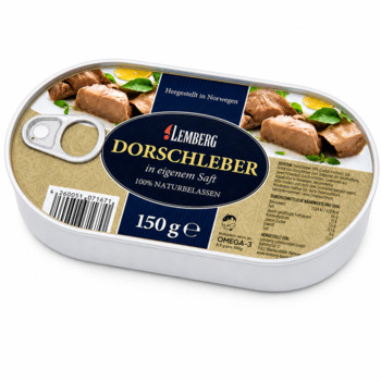 Печінка Тріски Lemberg Dorschleber in eigenem Saft 150 г (Німеччина)