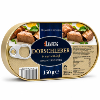 Печінка Тріски Lemberg Dorschleber in eigenem Saft 150 г (Німеччина)