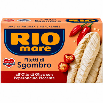 Філе Макрелі в Оливковій Олії (з гострим перцем Чілі) Rio Mare Filletti di Sgombro all Olio di Oliva con Peperoncino Piccante 125 г