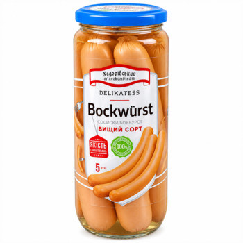 Сосиски Bockwurst (Боквурст) вищий Сорт Ходорівський М'ясокомбінат (скло) 458 г