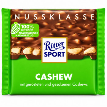 Шоколад  Ritter Sport Roasted Cashew (Молочний з Смаженим Кешью) 100 г