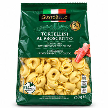 Макаронні Вироби Тортеліні з Шинкою Прошуто Крудо GustoBello Tortellini al Prosciutto Crudo 250 г