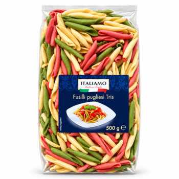 Макарони Триколірні (Паста) з Томатами, Шпинатом та Буряком Italiamo Fusilli Pugliesi Tris 500 г