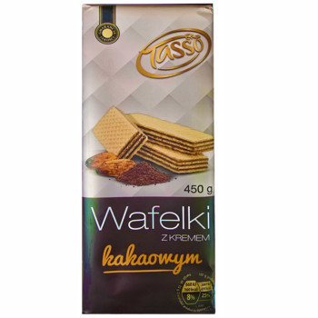 Вафлі з Шоколадним Кремом Tasso, Wafelki z kremem kakaowym, 450 г