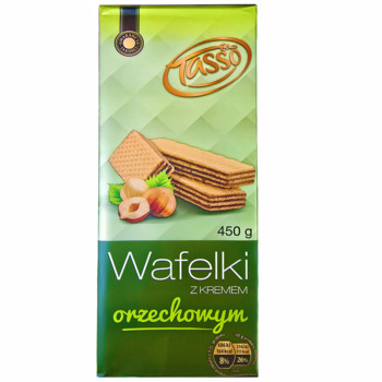 Вафлі з Горіховим Кремом Tasso, Wafelki z kremem orzechowym, 450 г