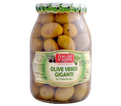 Оливки Delizie di Riviera, Olive Verdi Giganti, 960 г