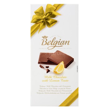 Шоколад Belgian, Milk Chocolate with Lemon Taste, 100 г