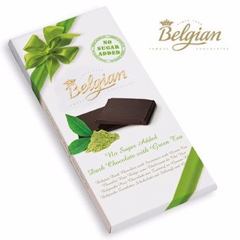 Шоколад Belgian, Dark Chocolate with Green Tea (без цукру), 100 г