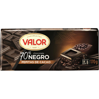 Шоколад Valor  Negro Pepitas de Cacao  ( 70% какао , без глютена ) 170 г.