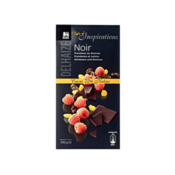 Шоколад Noir з малиною та родзинками , 72% какао ,100 г
