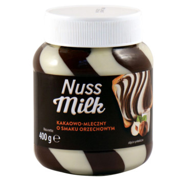 Шоколадна паста Nuss Milk шоколадно-молочна з горіхом, 400г (смугаста)