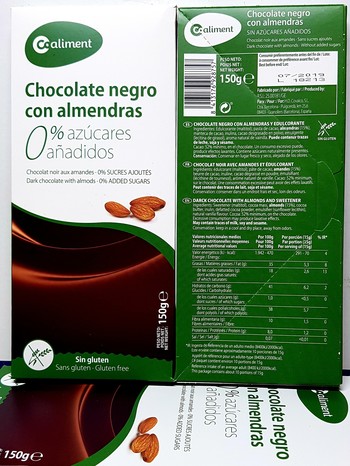 Шоколад Coaliment 52% какао без цукру та глютену з цільним мигдалем, 150 г